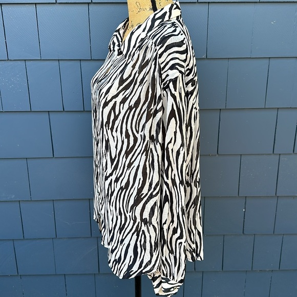 Free people large sheer, zebra print blouse top shirt, large - Picture 7 of 11